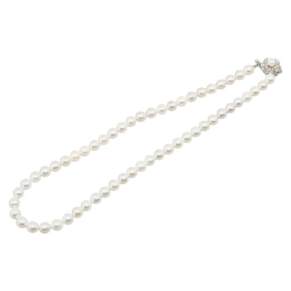SV925 シルバー アコヤパール7～7.5mm 花 フラワー モチーフ ネックレス レディース 【中古】