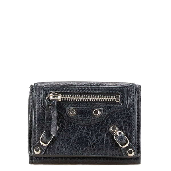バレンシアガ 三つ折り財布 コンパクトウォレット 431653 ブラック レザー レディース BALENCIAGA 【中古】