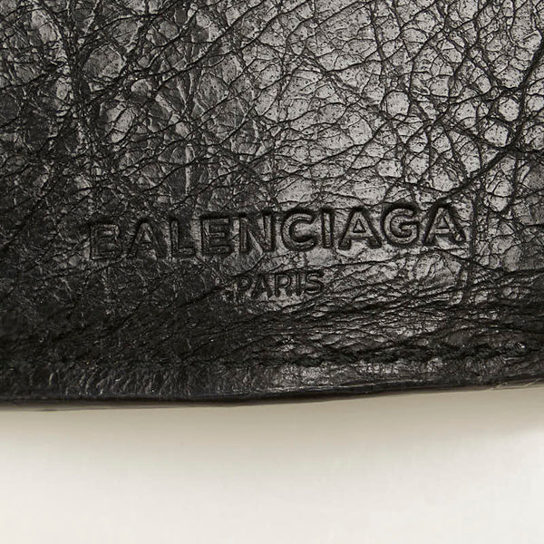 バレンシアガ 三つ折り財布 コンパクトウォレット 431653 ブラック レザー レディース BALENCIAGA 【中古】