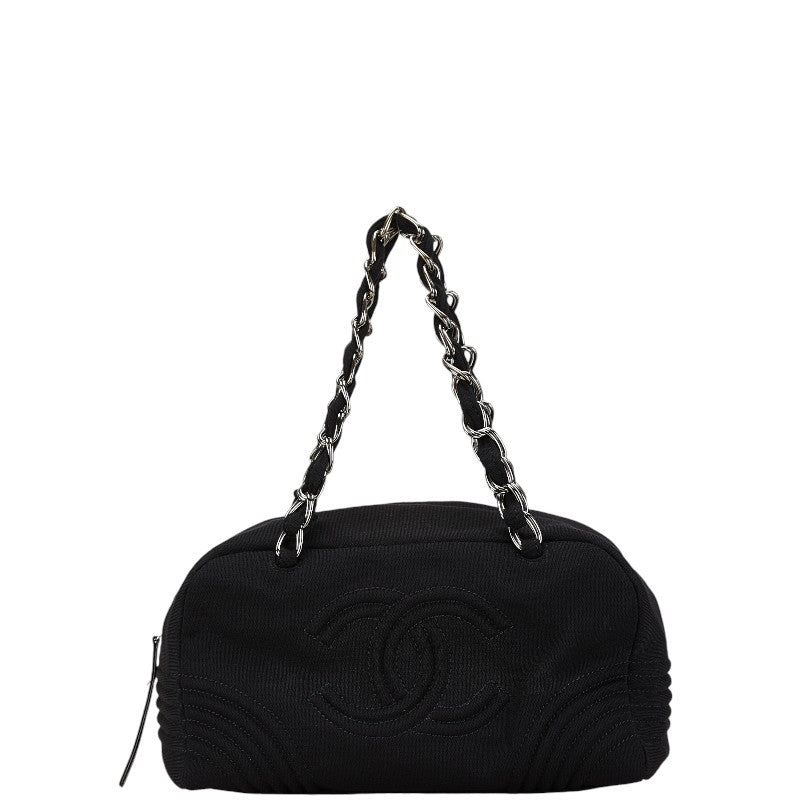 シャネル ココマーク  チェーン トートバッグ ハンドバッグ ブラック コットン レディース CHANEL 【中古】