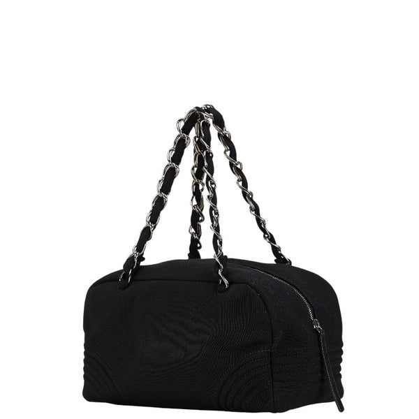 シャネル ココマーク  チェーン トートバッグ ハンドバッグ ブラック コットン レディース CHANEL 【中古】