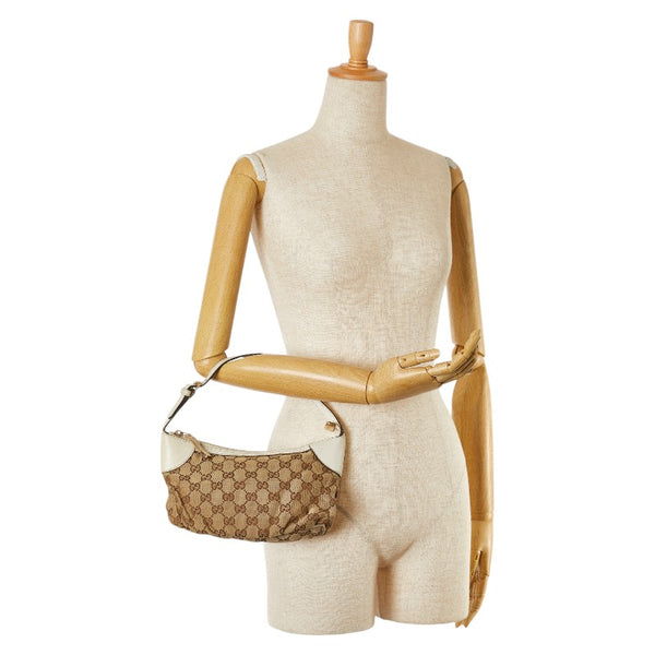 グッチ GGキャンバス ハンドバッグ ショルダーバッグ 224093 ベージュ ブラウン キャンバス レザー レディース GUCCI 【中古】