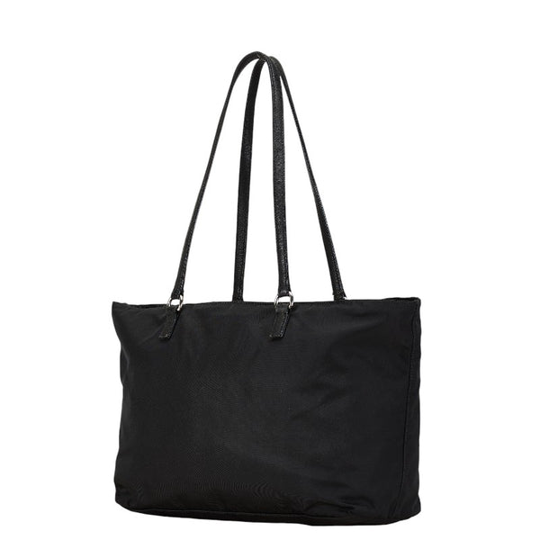 プラダ 三角ロゴプレート トートバッグ ハンドバッグ ブラック ナイロン レディース PRADA 【中古】