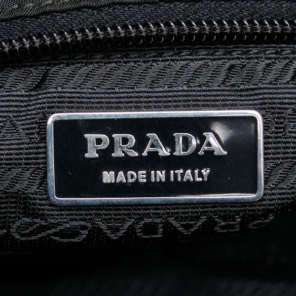 プラダ 三角ロゴプレート トートバッグ ハンドバッグ ブラック ナイロン レディース PRADA 【中古】