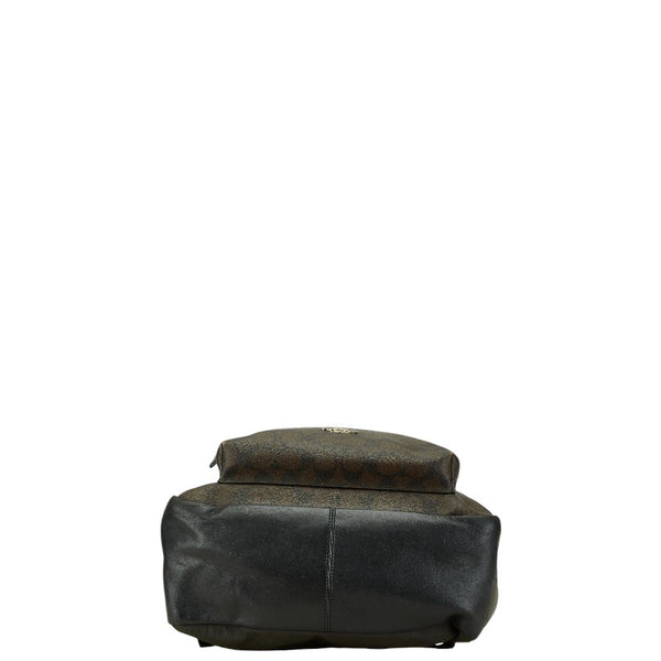 コーチ シグネチャー リュック バックパック F58314 ダークブラウン ブラック PVC レザー レディース COACH 【中古】