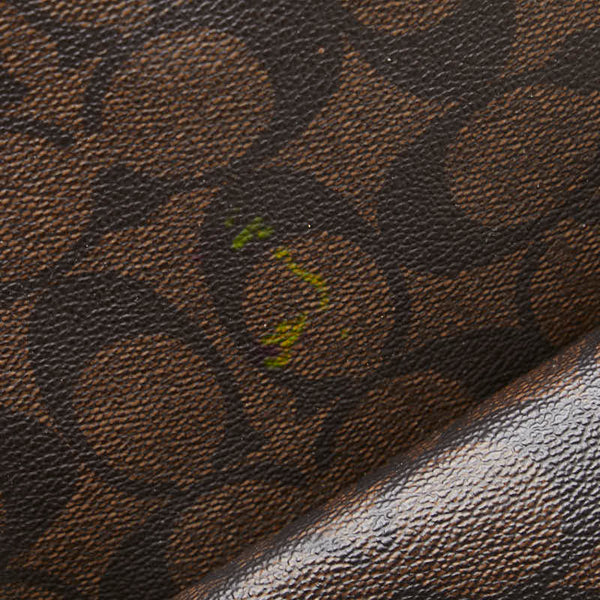 コーチ シグネチャー リュック バックパック F58314 ダークブラウン ブラック PVC レザー レディース COACH 【中古】