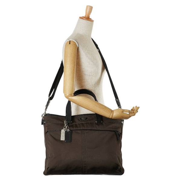 コーチ ビジネスバッグ ショルダーバッグ 2WAY ブラウン ナイロン レザー メンズ COACH 【中古】