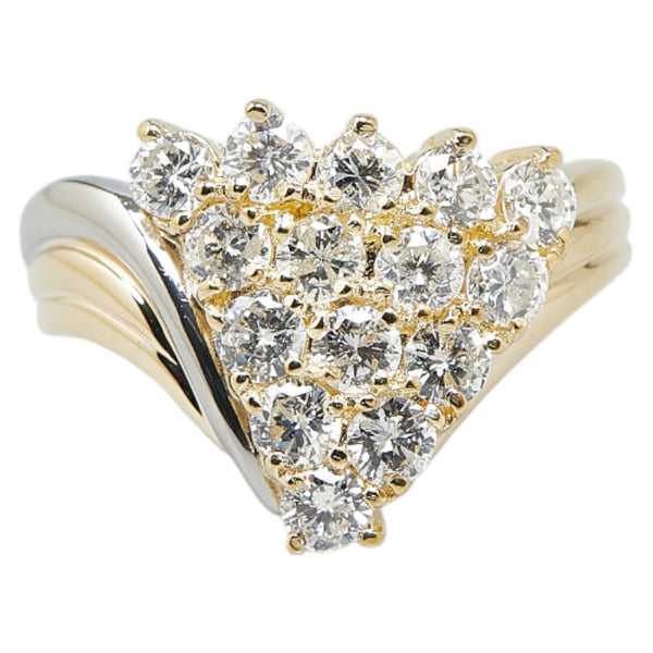 K18YG イエローゴールド Pt850 プラチナ コンビ ダイヤ1.13ct リング 指輪 レディース 11号 【中古】