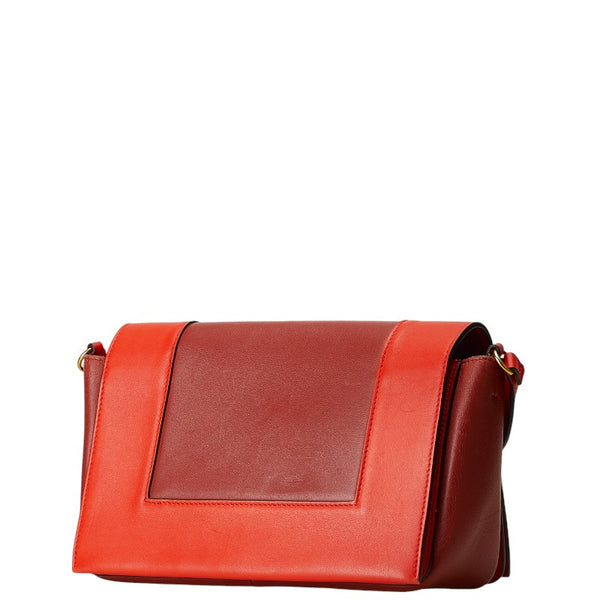 セリーヌ フレーム ミディアム 斜め掛け ショルダーバッグ レッド レザー レディース CELINE 【中古】