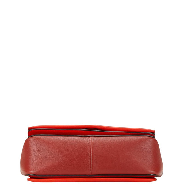 セリーヌ フレーム ミディアム 斜め掛け ショルダーバッグ レッド レザー レディース CELINE 【中古】