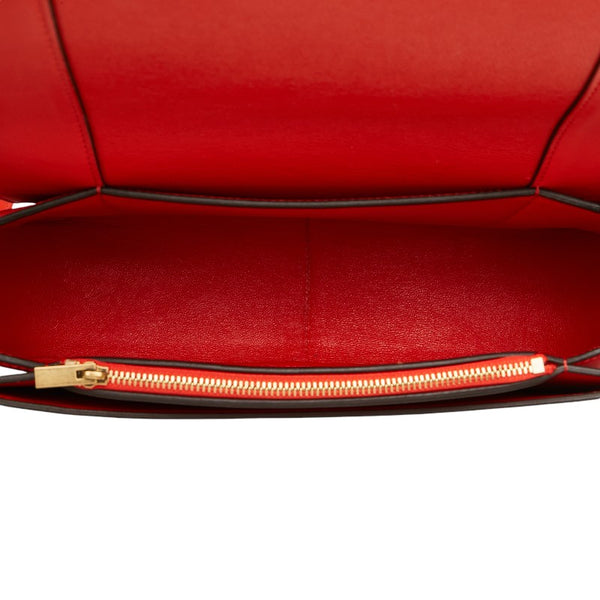 セリーヌ フレーム ミディアム 斜め掛け ショルダーバッグ レッド レザー レディース CELINE 【中古】