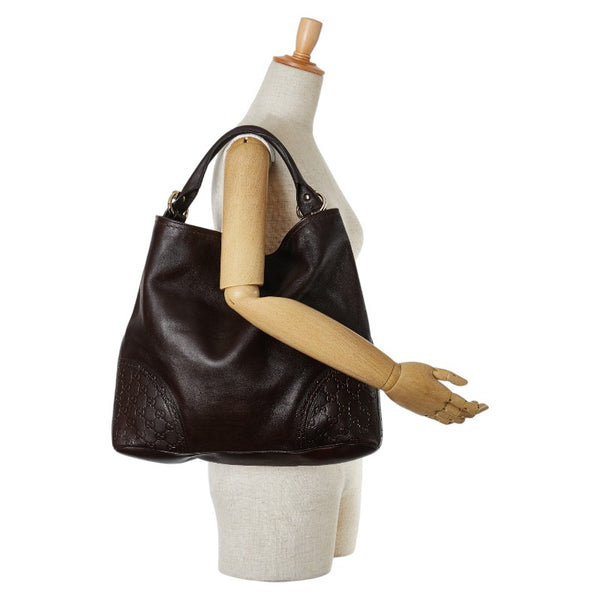 グッチ グッチシマ ワンショルダーバッグ ハンドバッグ 181514 ブラウン レザー レディース GUCCI 【中古】