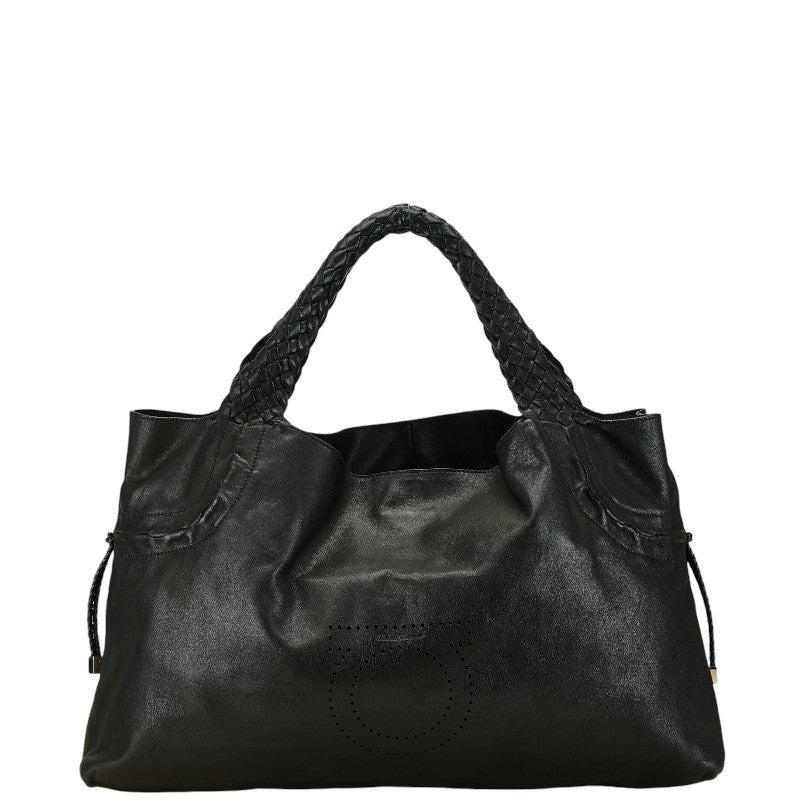 サルヴァトーレフェラガモ ガンチーニ パンチング トートバッグ ショルダーバッグ GG-217890 ブラック レザー レディース Salvatore Ferragamo 【中古】