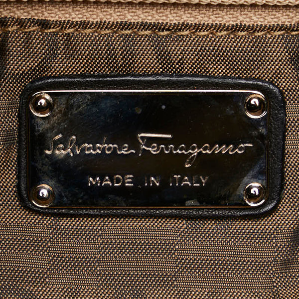 サルヴァトーレフェラガモ ガンチーニ パンチング トートバッグ ショルダーバッグ GG-217890 ブラック レザー レディース Salvatore Ferragamo 【中古】