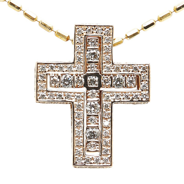 K18YG イエローゴールド ダイヤ1.62ct クロス 十字架 モチーフ ペンダントネックレス レディース 【中古】