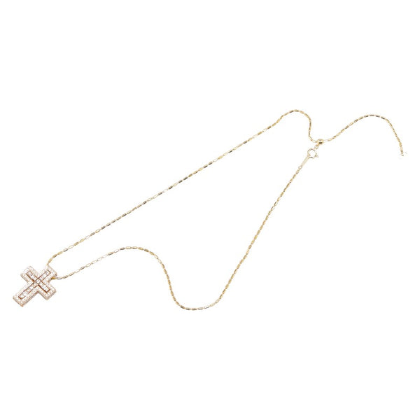 K18YG イエローゴールド ダイヤ1.62ct クロス 十字架 モチーフ ペンダントネックレス レディース 【中古】