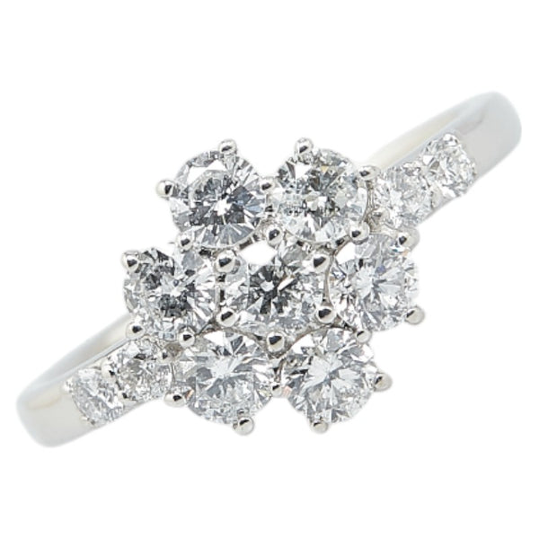 Pt900 プラチナ ダイヤ1.00ct 花 フラワー モチーフ リング 指輪 #51 レディース 11号 【中古】