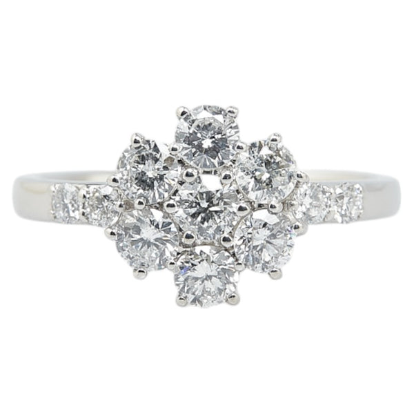 Pt900 プラチナ ダイヤ1.00ct 花 フラワー モチーフ リング 指輪 #51 レディース 11号 【中古】