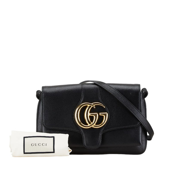 グッチ GGマーモント アリー スモール 斜め掛け ショルダーバッグ 550129 ブラック レザー レディース GUCCI 【中古】