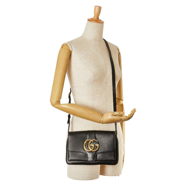 グッチ GGマーモント アリー スモール 斜め掛け ショルダーバッグ 550129 ブラック レザー レディース GUCCI 【中古】
