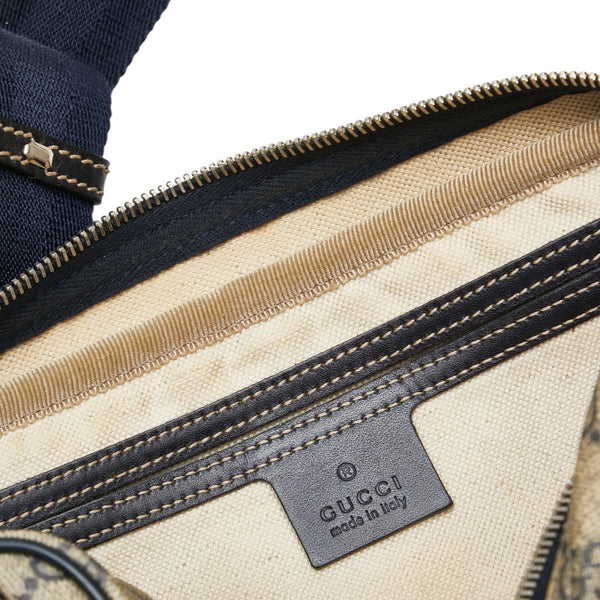 グッチ GGスプリーム 斜めがけ ショルダーバッグ 201448 ブラック ネイビー PVC レザー レディース GUCCI 【中古】