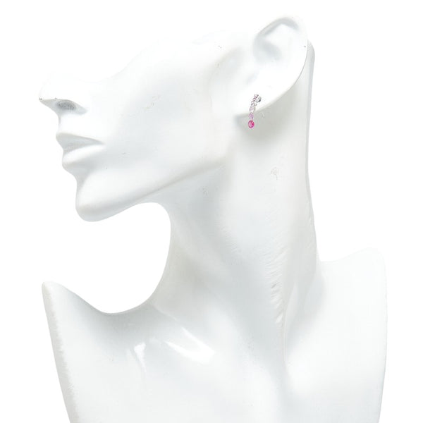 ピンク レッド K18WG ホワイトゴールド サファイア0.90ct スイング スタッド ピアス レディース 【中古】