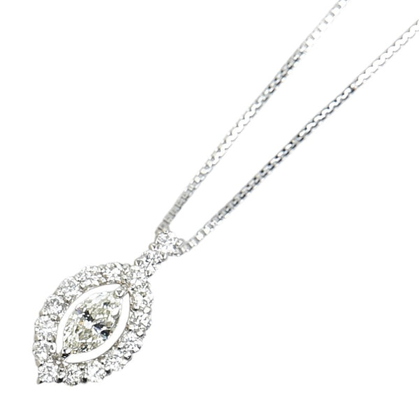 Pt900 プラチナ Pt850 プラチナ ダイヤ0.178ct ダイヤ0.19ct リーフ 葉 モチーフ ペンダントネックレス レディース 【中古】