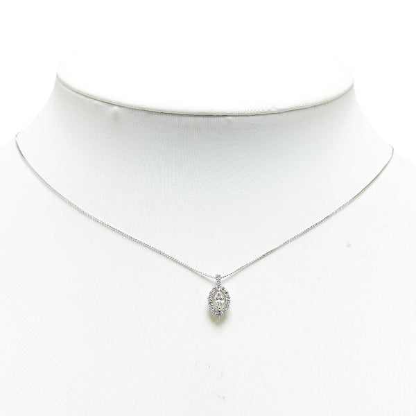 Pt900 プラチナ Pt850 プラチナ ダイヤ0.178ct ダイヤ0.19ct リーフ 葉 モチーフ ペンダントネックレス レディース 【中古】