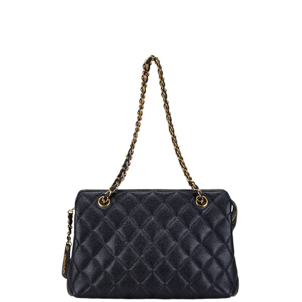 シャネル マトラッセ チェーン ハンドバッグ ネイビー キャビアスキン レディース CHANEL 【中古】
