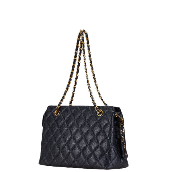 シャネル マトラッセ チェーン ハンドバッグ ネイビー キャビアスキン レディース CHANEL 【中古】