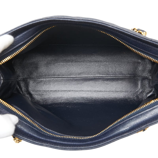 シャネル マトラッセ チェーン ハンドバッグ ネイビー キャビアスキン レディース CHANEL 【中古】