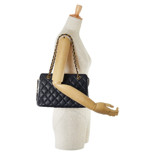 シャネル マトラッセ チェーン ハンドバッグ ネイビー キャビアスキン レディース CHANEL 【中古】