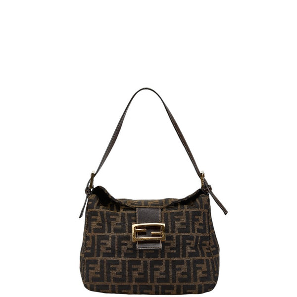 フェンディ ズッカ ワンショルダーバッグ ハンドバッグ ブラウン ブラック キャンバス レザー レディース FENDI 【中古】