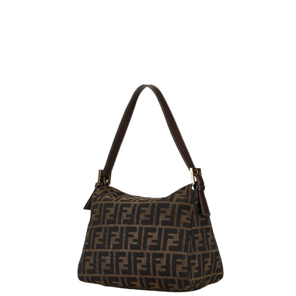 フェンディ ズッカ ワンショルダーバッグ ハンドバッグ ブラウン ブラック キャンバス レザー レディース FENDI 【中古】