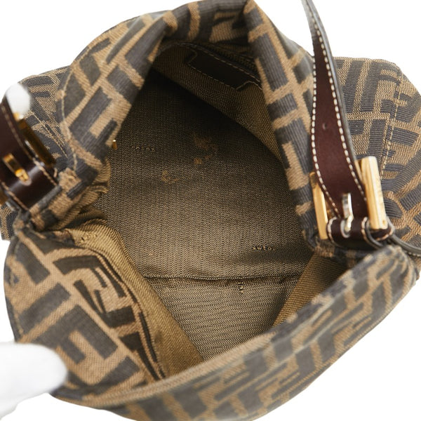 フェンディ ズッカ ワンショルダーバッグ ハンドバッグ ブラウン ブラック キャンバス レザー レディース FENDI 【中古】