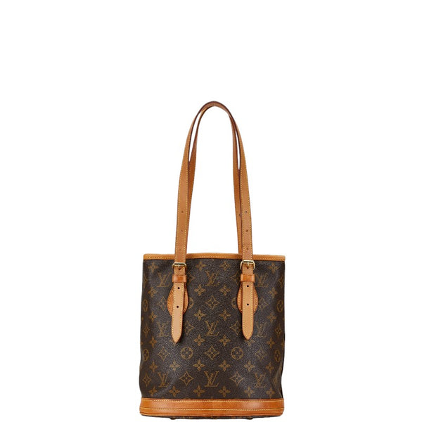 ルイ ヴィトン モノグラム プチ バケットPM トートバッグ ショルダーバッグ M42238 ブラウン PVC レザー レディース LOUIS VUITTON 【中古】