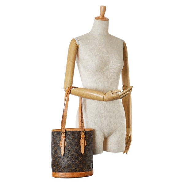 ルイ ヴィトン モノグラム プチ バケットPM トートバッグ ショルダーバッグ M42238 ブラウン PVC レザー レディース LOUIS VUITTON 【中古】