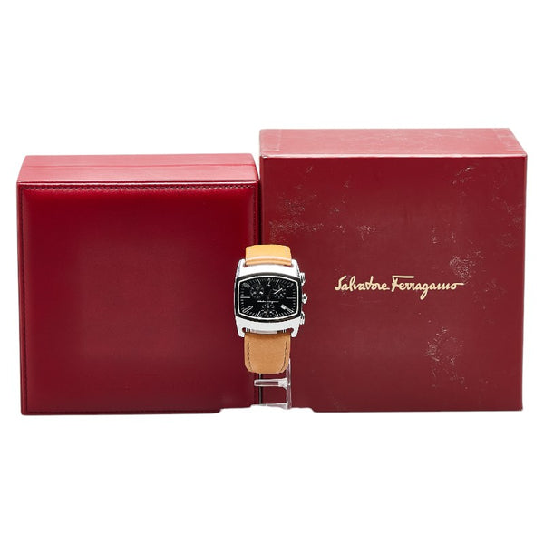 サルヴァトーレフェラガモ 腕時計 030705 クオーツ ブラック文字盤 ステンレススチール レザー メンズ Salvatore Ferragamo 【中古】