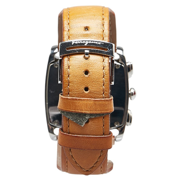 サルヴァトーレフェラガモ 腕時計 030705 クオーツ ブラック文字盤 ステンレススチール レザー メンズ Salvatore Ferragamo 【中古】