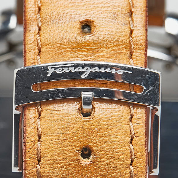 サルヴァトーレフェラガモ 腕時計 030705 クオーツ ブラック文字盤 ステンレススチール レザー メンズ Salvatore Ferragamo 【中古】