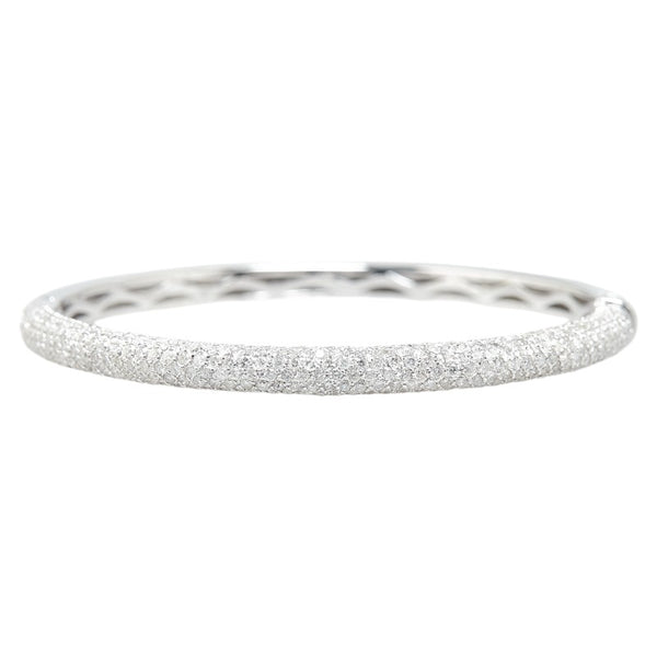 K14WG ホワイトゴールド ダイヤ4.09ｃｔ バングル ブレスレット  レディース 【中古】