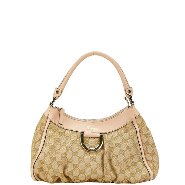 グッチ GGキャンバス アビー ハンドバッグ ワンショルダーバッグ 190525 ベージュ ピンク キャンバス レザー レディース GUCCI 【中古】