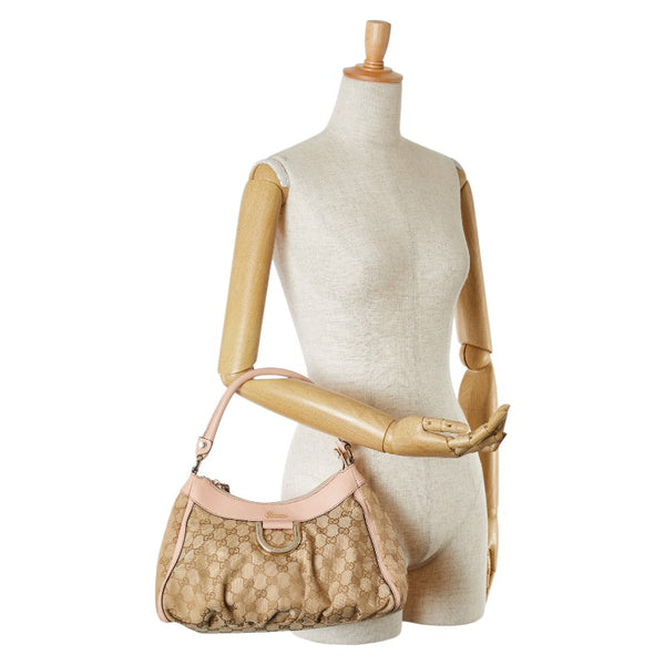 グッチ GGキャンバス アビー ハンドバッグ ワンショルダーバッグ 190525 ベージュ ピンク キャンバス レザー レディース GUCCI 【中古】