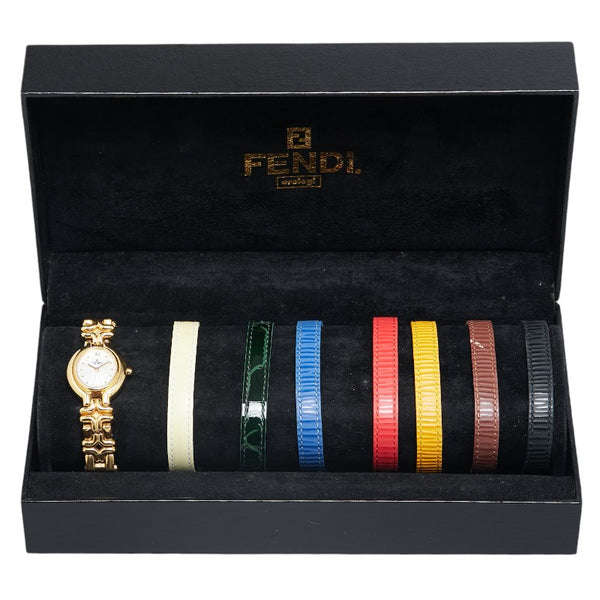 カメレオン チェンジベルト 8色 腕時計 640L クオーツ シルバー文字盤 ステンレススチール レザー レディース 【中古】