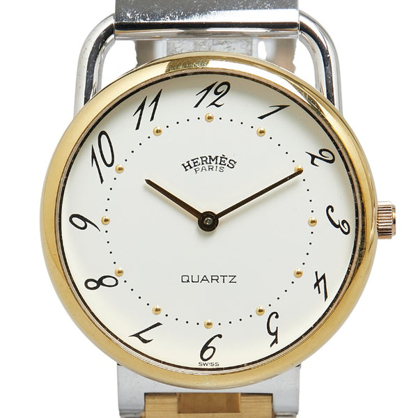 エルメス アルソー 腕時計 クオーツ アイボリー文字盤 ステンレススチール メンズ HERMES 【中古】