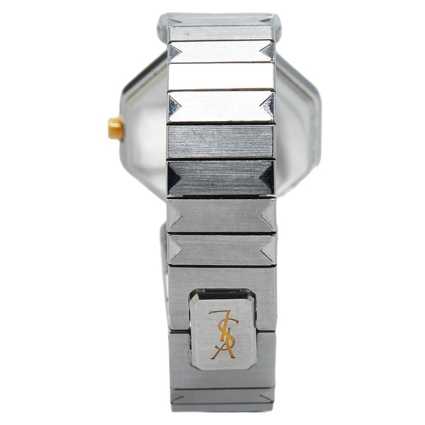 サンローラン YSLロゴ 腕時計 2200 225058Y クオーツ ブラック文字盤 ステンレススチール レディース SAINT LAURENT 【中古】
