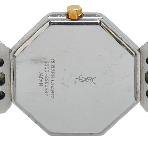 サンローラン YSLロゴ 腕時計 2200 225058Y クオーツ ブラック文字盤 ステンレススチール レディース SAINT LAURENT 【中古】