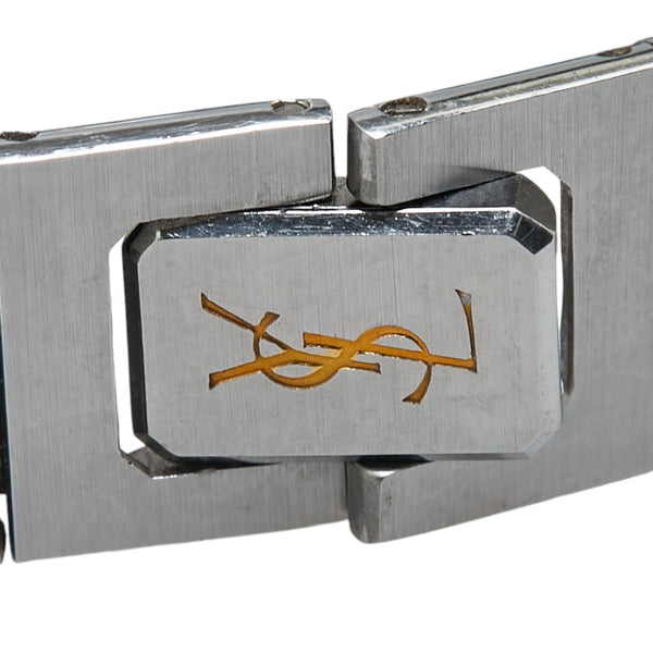 サンローラン YSLロゴ 腕時計 2200 225058Y クオーツ ブラック文字盤 ステンレススチール レディース SAINT LAURENT 【中古】