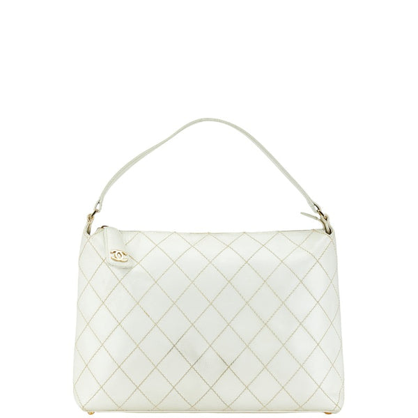 シャネル マトラッセ ワイルドステッチ ココマーク ワンショルダーバッグ ハンドバッグ ホワイト ラムスキン レディース CHANEL 【中古】