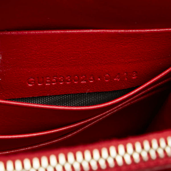 サンローラン クロコ型押し 斜め掛け チェーン ショルダーバッグ ウォレット レッド レザー レディース SAINT LAURENT 【中古】